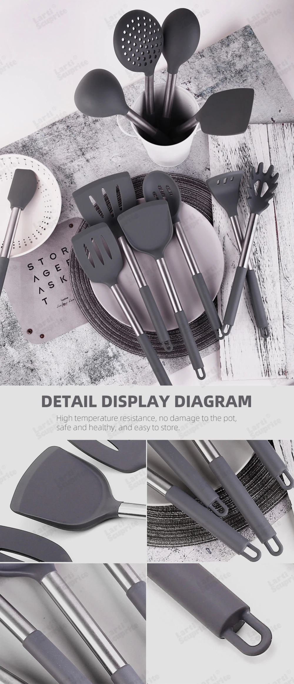 Generic Silicone Kitchenware Cooking Spatula Kitchen Utensils Set