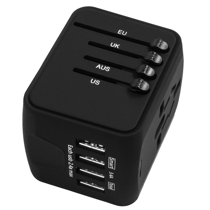 Travel Adapter International Universal Power Adapter All-in-one with 3.4A 4 USB Worldwide Wall Charger for UK/EU/AU/Asia
Travel Adapter International Universal Power Adapter All-in-one with 3.4A 4 USB Worldwide Wall Charger for UK/EU/AU/Asia