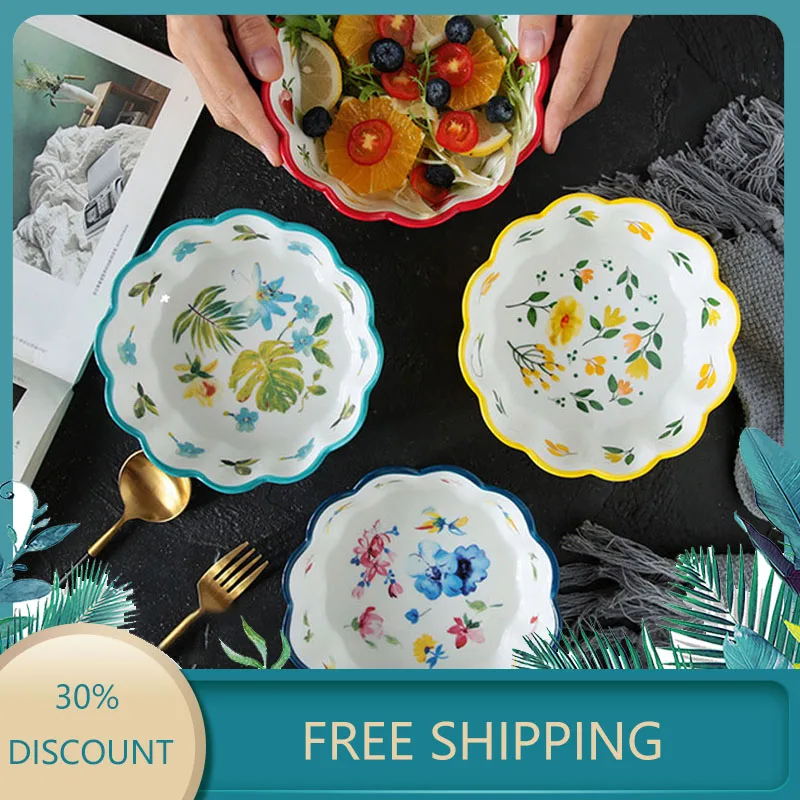 1PC Ceramic Snack Bowl Round Underglaze Color Fresh Nordic Style Home Kitchen Tableware Fruit Flower Petal Salad Dessert Plate
1PC Ceramic Snack Bowl Round Underglaze Color Fresh Nordic Style Home Kitchen Tableware Fruit Flower Petal Salad Dessert Plate