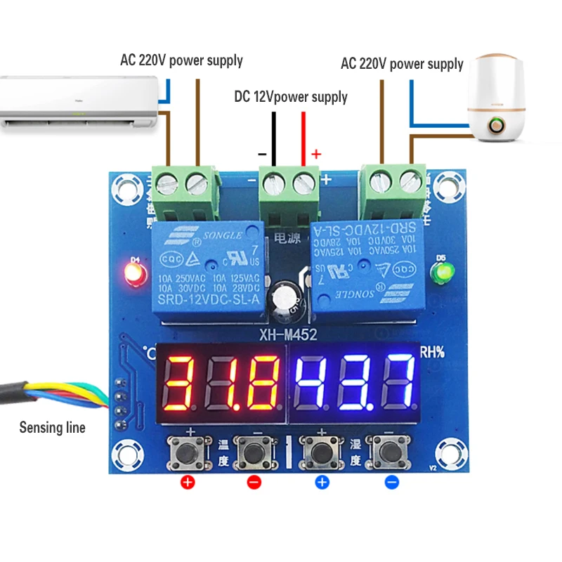 DC 12V LED Digital Thermostat Temperature Humidity Control Thermometer Hygrometer Controller Relay Module Probe
DC 12V LED Digital Thermostat Temperature Humidity Control Thermometer Hygrometer Controller Relay Module Probe