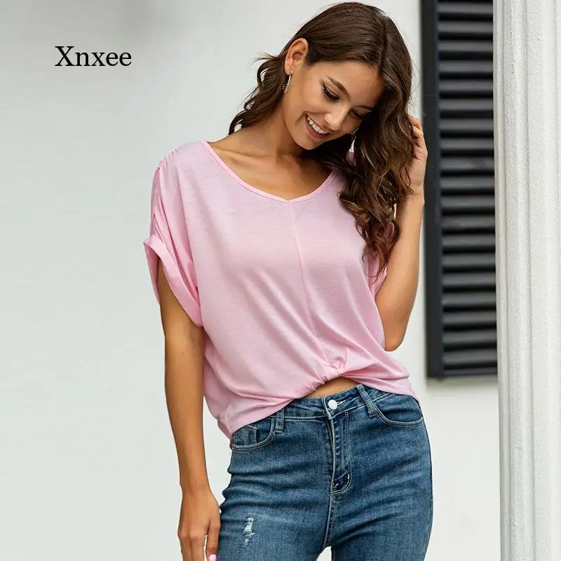 2021 Women V Neck T Shirt Elegant Summer Casual Loose Short Sleeved New Top Sexy Solid All-Match Fashion Clothing Blouse Tee
2021 Women V Neck T Shirt Elegant Summer Casual Loose Short Sleeved New Top Sexy Solid All-Match Fashion Clothing Blouse Tee