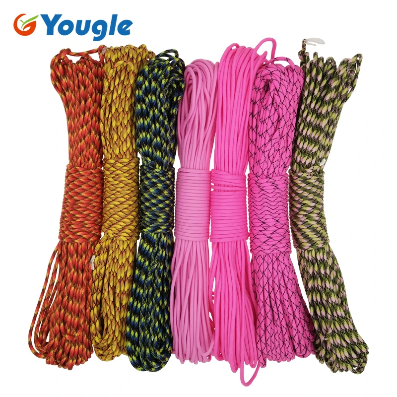 Фото YOUGLE Paracord 550 Parachute Cord Lanyard Rope Mil Spec Type III 7 Strands 100FT 31m Camping survival equipment rope 53-59 | Спорт и