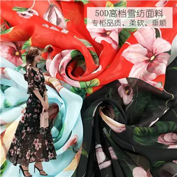 Popular 50D printed thin through Chiffon Floral Chiffon shirt fabric temperament dress shirt A word skirt pants fabric 
Popular 50D printed thin through Chiffon Floral Chiffon shirt fabric temperament dress shirt A word skirt pants fabric