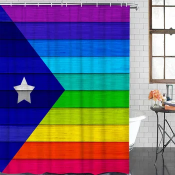 Waterproof Shower Curtain Puerto Rico Wood Grain Rainbow Flag Bathroom Shower Curtains Christmas Shower Curtain &12 Hook 
Waterproof Shower Curtain Puerto Rico Wood Grain Rainbow Flag Bathroom Shower Curtains Christmas Shower Curtain &12 Hook
