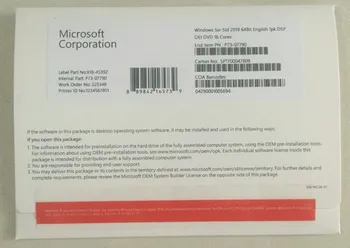 

Microsoft Windows Server 2019 Standard Key 64 bit English DVD OEM Boxed 16 core Win 2019 Std COA sticker Global Lifetime USE