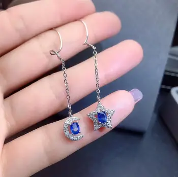 Natural And Real Sapphire Earring 925 sterling silver Fine jewelry For men women 
Natural And Real Sapphire Earring 925 sterling silver Fine jewelry For men women