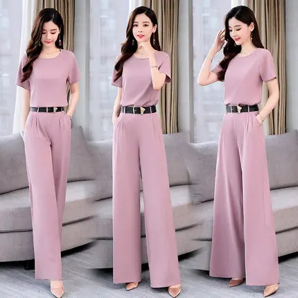 2019 Summer New Women Chiffon Two Pieces Set Elegant Tops Blouse And Woman's Wide Leg Pants Trousers Female Suit
2019 Summer New Women Chiffon Two Pieces Set Elegant Tops Blouse And Woman's Wide Leg Pants Trousers Female Suit