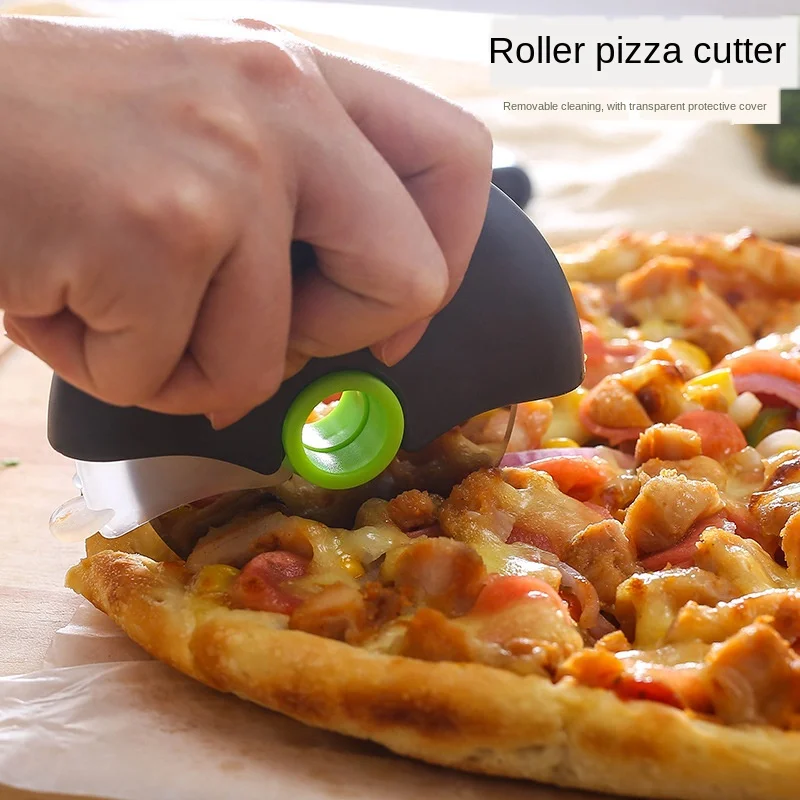 Round Roller Pizza Cutter Pie Separator With Protective Case Removable Washable Stainless Steel Cake Paper Kitchen Tools | Дом и сад