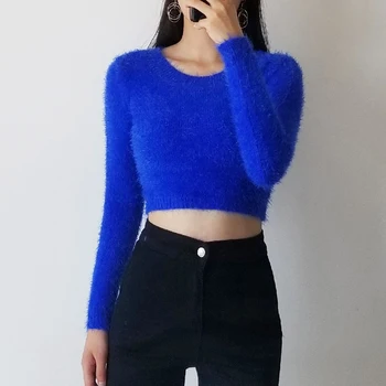 Women Winter Sexy O-neck Long Sleeve Furry Casual Warm Sweater Popular Ladies Solid Color Cropped Pullover Clothes Sweaters
Women Winter Sexy O-neck Long Sleeve Furry Casual Warm Sweater Popular Ladies Solid Color Cropped Pullover Clothes Sweaters