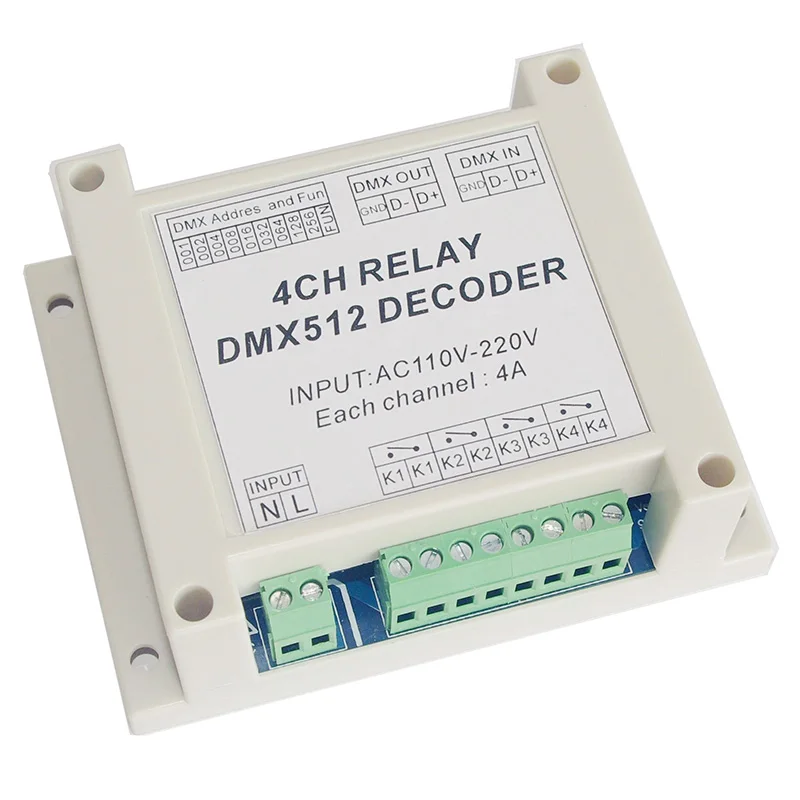 Wholesale 4CH controller Decoder AC110-220V DMX RELAY 4 channel dmx512 3P relays dimmer use for RGB led strip lights led lamps
Wholesale 4CH controller Decoder AC110-220V DMX RELAY 4 channel dmx512 3P relays dimmer use for RGB led strip lights led lamps