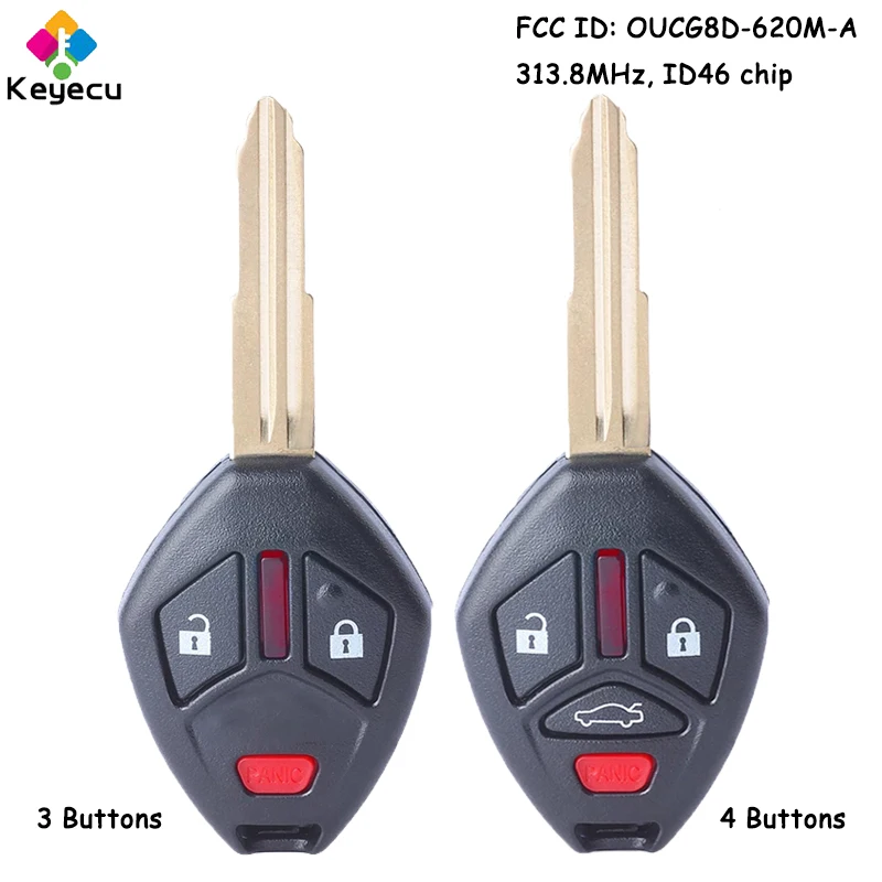 

KEYECU Remote Control Car Key With 3 4 Buttons 313.8MHz ID46 Chip for Mitsubishi Galant Eclipse 2007-2012 Fob FCC# OUCG8D-620M-A