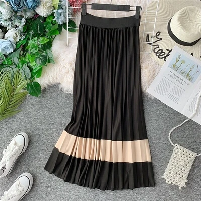 Autumn new fashion women's A-line elastic contrast color patchwork skirt female high waist pleated slim casual skirt TB3044
Autumn new fashion women's A-line elastic contrast color patchwork skirt female high waist pleated slim casual skirt TB3044