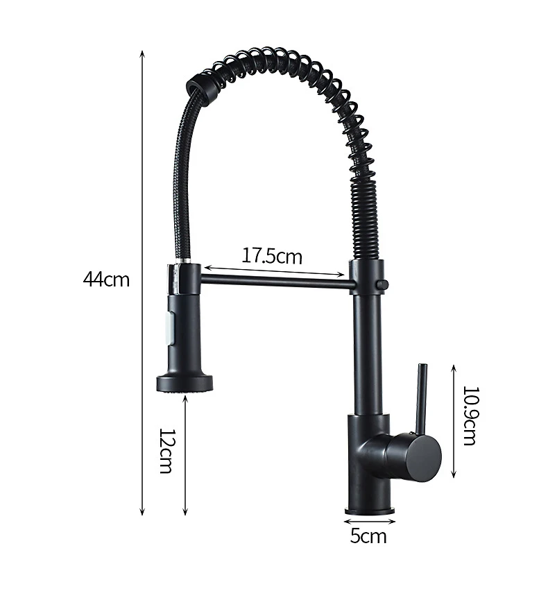 Deck Mounted Flexible Kitchen Faucets Pull Out Mixer Tap Black Hot Cold Kitchen Faucet Spring Style with Spray Mixers Taps E9009