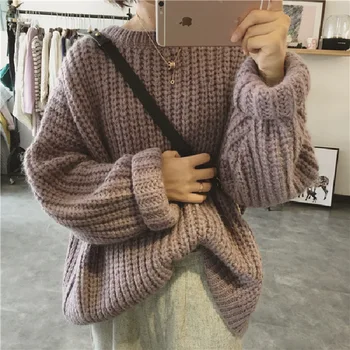 2019 autumn and winter new Korean version of the college wind rough wool solid color sleeve sweater retro lazy wind loose knit
2019 autumn and winter new Korean version of the college wind rough wool solid color sleeve sweater retro lazy wind loose knit