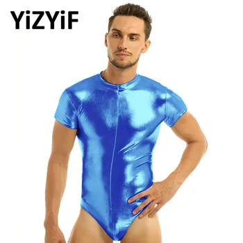 Mens One-piece Swimsuits Swimwear Wetlook Patent Leather Short Sleeves Zippered Leotard Bodysuit Swimming suits monokini men
Mens One-piece Swimsuits Swimwear Wetlook Patent Leather Short Sleeves Zippered Leotard Bodysuit Swimming suits monokini men