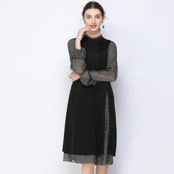 Big size women black dress2020spring mesh patchwork stand collar petal sleeve split end temperament party midi dress vestidos5XL
Big size women black dress2020spring mesh patchwork stand collar petal sleeve split end temperament party midi dress vestidos5XL