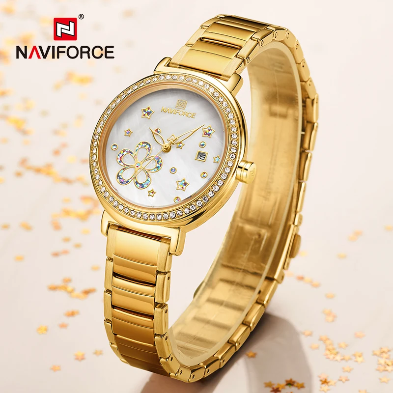 New NAVIFORCE Women's Watches Casual Business With Flower Pattern Quartz Calendar Waterproof Stainless Steel Famale Clock Watch
New NAVIFORCE Women's Watches Casual Business With Flower Pattern Quartz Calendar Waterproof Stainless Steel Famale Clock Watch