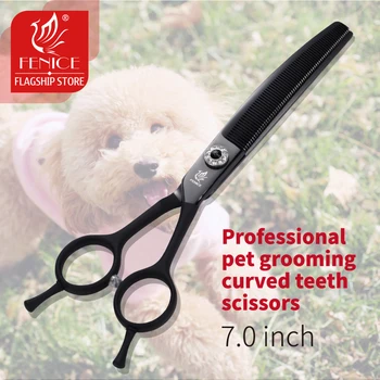 Fenice 7.0 inch Professional Dog Grooming Curved Thinning Teeth Black Japan 440C Shears for Dogs Thinning Rate 25% 
Fenice 7.0 inch Professional Dog Grooming Curved Thinning Teeth Black Japan 440C Shears for Dogs Thinning Rate 25%