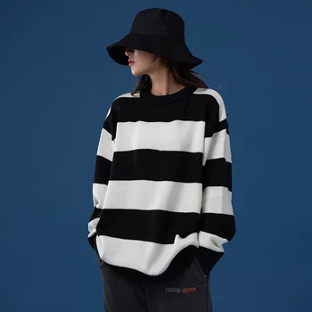 MRDONOO Autumn Men and Women Couples Loose Fit sweater Neutral Style Large Size Contrast Striped Sweater 301C-M04
MRDONOO Autumn Men and Women Couples Loose Fit sweater Neutral Style Large Size Contrast Striped Sweater 301C-M04