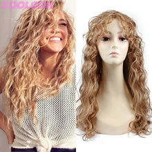 

18 Inch Long Curly Golden Wig Female Synthetic Light Blonde Brown Afro Curly Wigs for Black Women Body Wavy Wig Parrucca Cosplay