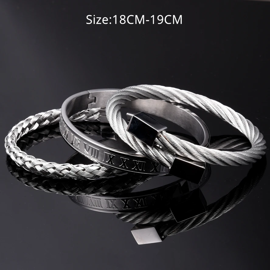 3Pcs luxury stainless steel bracelet set8