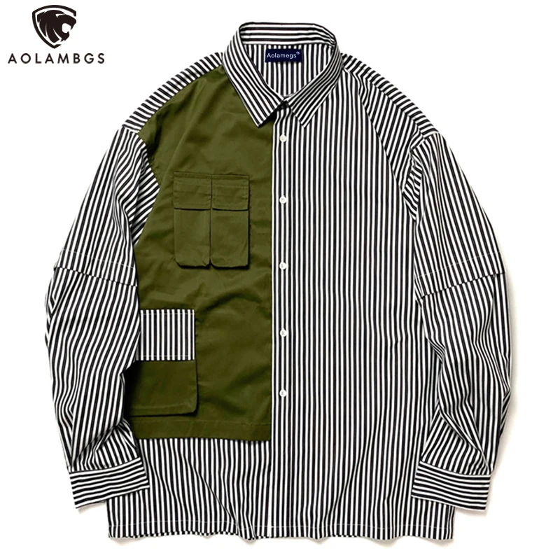 Aolamegs Men's Japanese Cargo Shirts Autumn Patchwork Striped Clothing Fashion High Street Casual Streetwear Multi-pocket Coat
Aolamegs Men's Japanese Cargo Shirts Autumn Patchwork Striped Clothing Fashion High Street Casual Streetwear Multi-pocket Coat