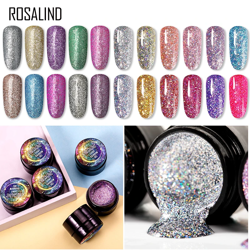 Гель-лак для ногтей ROSALIND 5 мл Блестящий Алмазный гель яркие гибридные Лаки