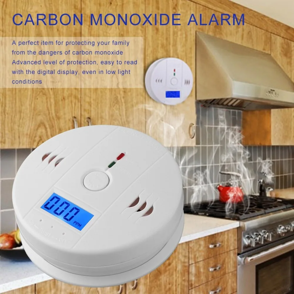 

CO Gas Sensor Detector Carbon Monoxide Poisoning Alarm Detector LCD Photoelectric Independent 85dB Warning High Sensitive