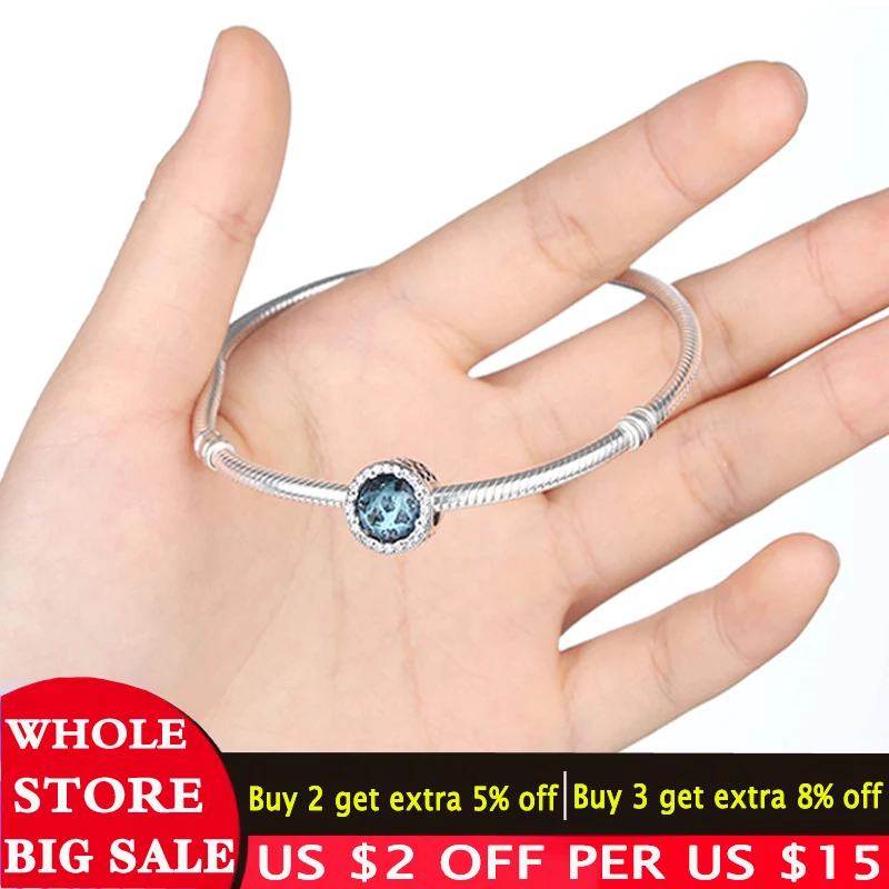 LMNZB 100% 925 Sterling Silver Charm Bracelet & Bangle with Blue Crystl Beads Women Wedding Jewelry Gift 16-23CM LB067
LMNZB 100% 925 Sterling Silver Charm Bracelet & Bangle with Blue Crystl Beads Women Wedding Jewelry Gift 16-23CM LB067