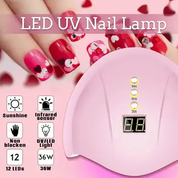 36W UV LED Nail Lamp Nail Dryer Acrylic Gels 12 LEDs Lamp Polish Sun Light Curing Light Manicure Timer 30/60/99s Nail art tools
36W UV LED Nail Lamp Nail Dryer Acrylic Gels 12 LEDs Lamp Polish Sun Light Curing Light Manicure Timer 30/60/99s Nail art tools