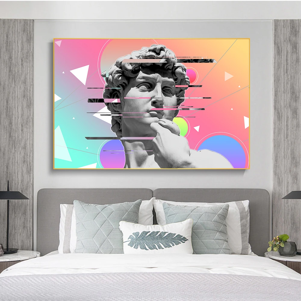 Скульптура Дэвида Vaporwave забавные художественные плакаты и принты на холсте