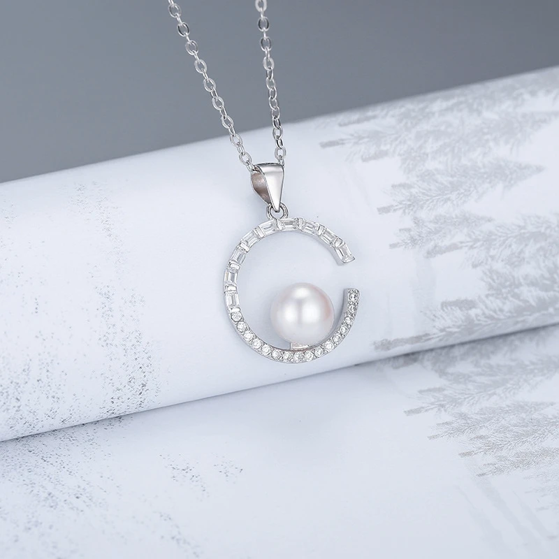 

Женское Ожерелье из чистого серебра 925 пробы, модное ожерелье с жемчужной подвеской для женщин, ожерелье для девушек, серебро 925 пробы, ювелирные изделия в подарок