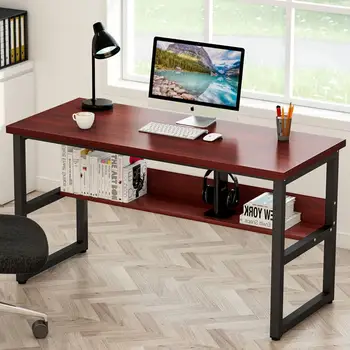 Tribesigns 55" Computer Desk with Bookshelf Simple Modern Style Writing Desk