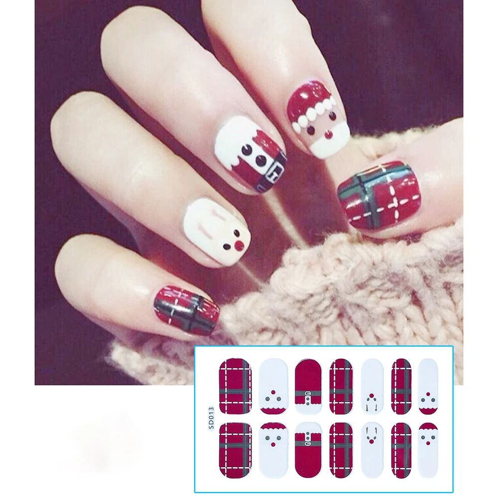 

14 Designs In 1 Set Winter Christmas Style Snowflake Full Wraps Nail Art Water Transfer Stickers Manicure Decals Diy Decoration