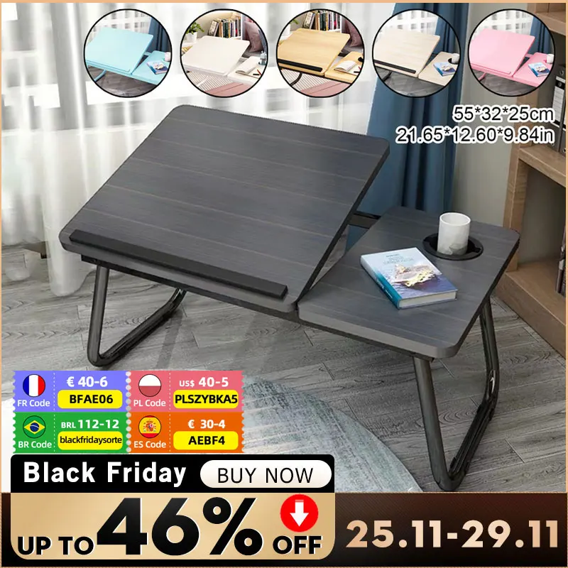 Adjustable Laptop Table for Bed Sofa Portable Notebook Tray Lap Tablet Computer Stand Eating Writing Reading with Cup Holder | Мебель