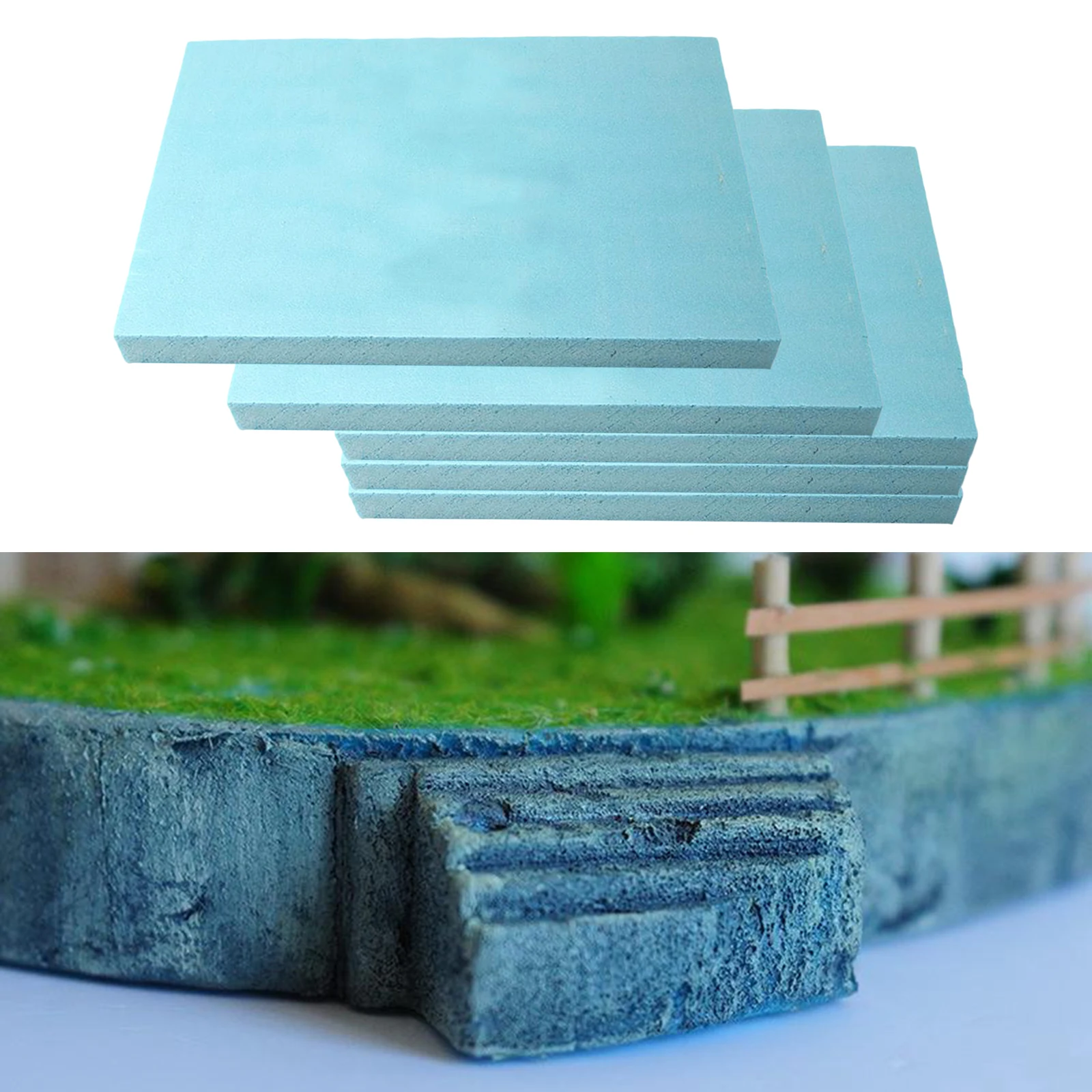 5 Pieces Foam Board Hobby Foam 30cm x 20cm x 2cm Blue Foam Sheet Plate DIY Model Building Kits