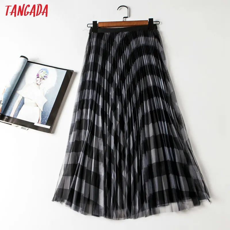 Tangada women plaid print pleated mesh midi skirt vintage waist stretch 2020 fashion office ladies chic mid calf skirts HE04
Tangada women plaid print pleated mesh midi skirt vintage waist stretch 2020 fashion office ladies chic mid calf skirts HE04