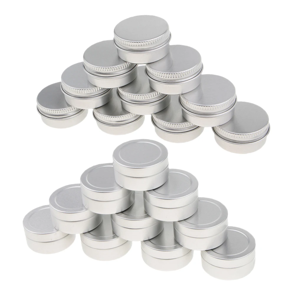 Cosmetic Tin Blusher Lip Balm Tins Aluminum Tin Containers with Lids Screw Top Tins Cans Empty Storage Jars,Pack of 20(Silver) Cosmetic Tin Blusher Lip Balm Tins Aluminum Tin Containers with Lids Screw Top Tins Cans Empty Storage Jars,Pack of 20(Silver)