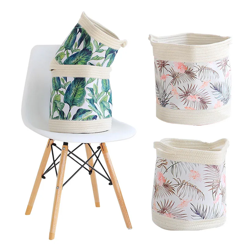 Green Plant Home Storage Basket Cotton Rope Woven Laundry Basket Portable Storage Bucket for Dirty Clothes Toys Organizer 
Green Plant Home Storage Basket Cotton Rope Woven Laundry Basket Portable Storage Bucket for Dirty Clothes Toys Organizer