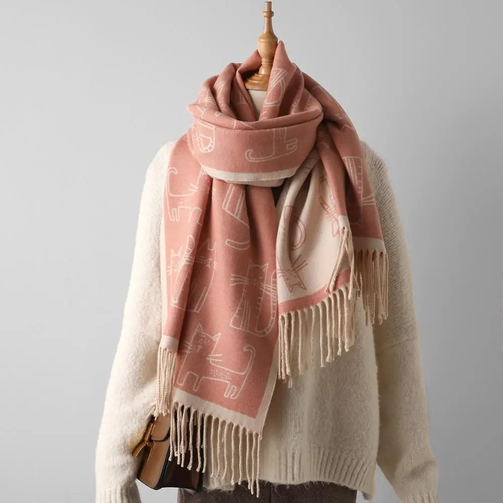Fashion Scarf Women Winter Warm Animal Cat Pattern Scarves Designer Luxury Long Print Wraps Shawl
Fashion Scarf Women Winter Warm Animal Cat Pattern Scarves Designer Luxury Long Print Wraps Shawl