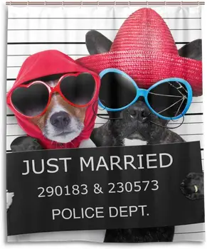 Shower Curtain Water Resistant Two Dogs Just Married Bathroom Set Polyester Fabric Shower Curtain Home Art Decoration with Hooks
Shower Curtain Water Resistant Two Dogs Just Married Bathroom Set Polyester Fabric Shower Curtain Home Art Decoration with Hooks