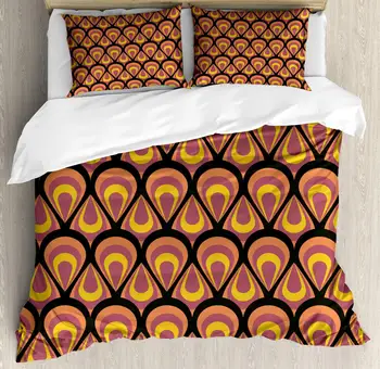 

Abstract Duvet Cover Set Round Elements Geometric Details 3 Piece Bedding Set Charcoal Grey Burnt Sienna Pale Earth Yellow