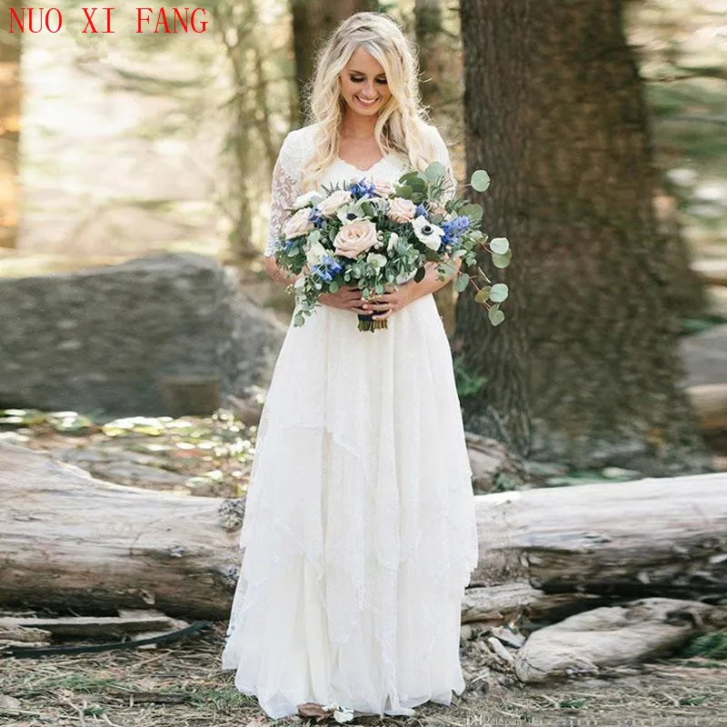 White Ivory V Neck Lace A Line Boho Wedding Dress Half Sleeves Beach Bride Dress Princess Wedding Gown vestidos de novia 2020
White Ivory V Neck Lace A Line Boho Wedding Dress Half Sleeves Beach Bride Dress Princess Wedding Gown vestidos de novia 2020