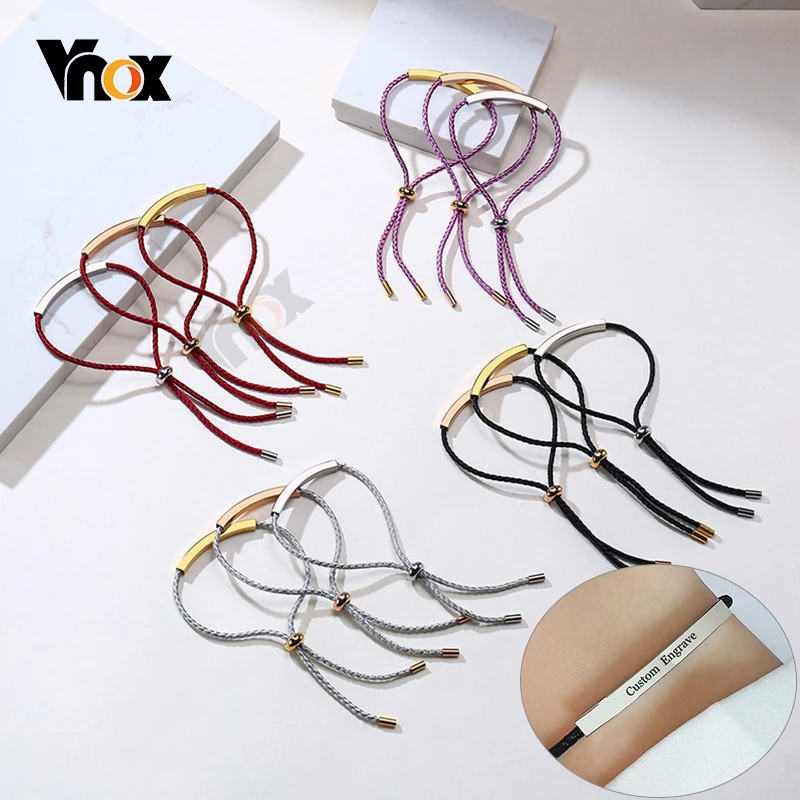 Vnox Free Personalize Custom Engrave ID Bar Bracelets for Women Jewelry Colorful Handmade Braided Rope Chain Size Adjustable
Vnox Free Personalize Custom Engrave ID Bar Bracelets for Women Jewelry Colorful Handmade Braided Rope Chain Size Adjustable