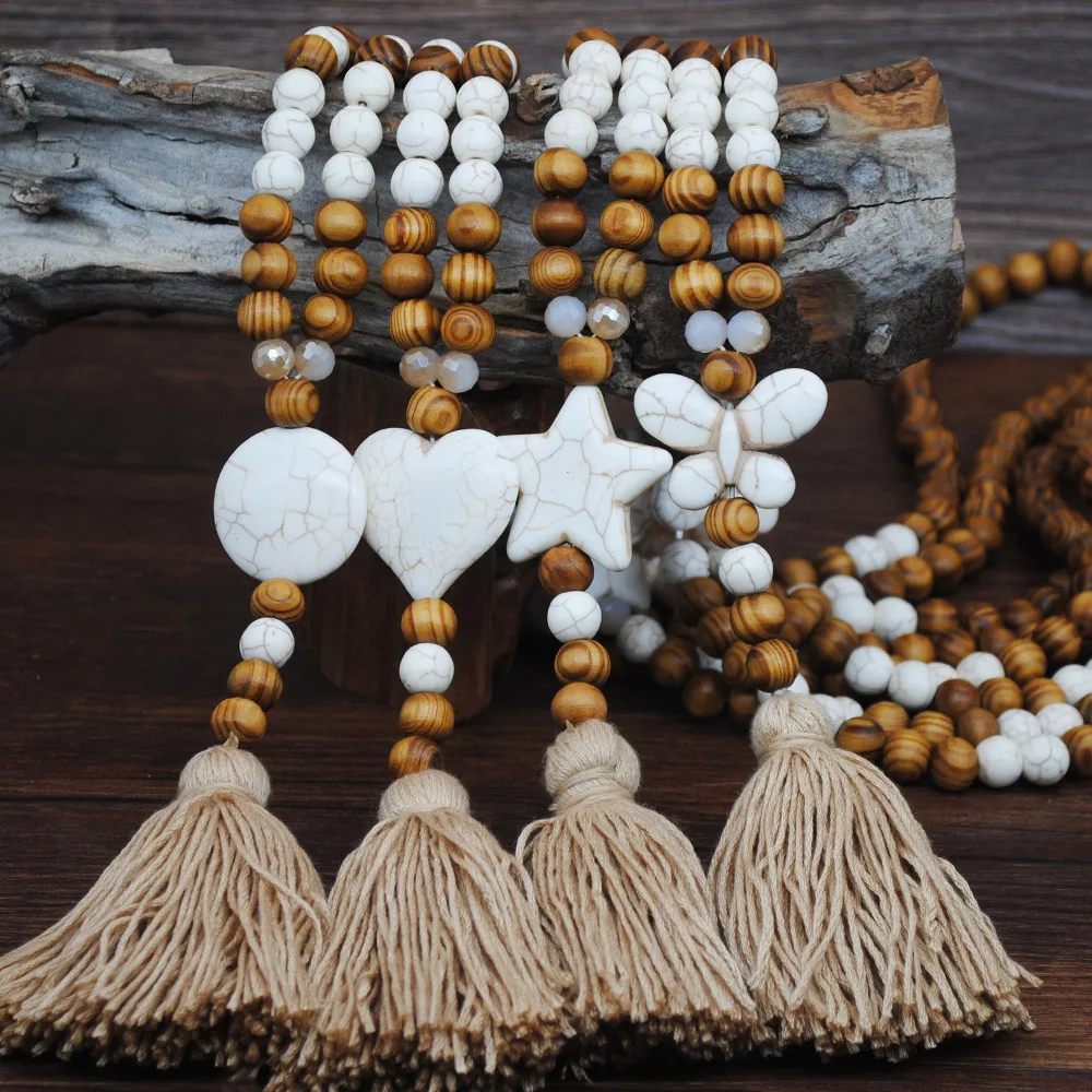 Vintage Bohemian Necklace Tassels Wood Beads Star Heart Butterfly Handmade Stones Long Sweater Necklace for Women Jewelry Gifts
Vintage Bohemian Necklace Tassels Wood Beads Star Heart Butterfly Handmade Stones Long Sweater Necklace for Women Jewelry Gifts