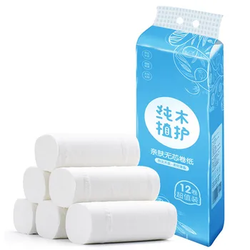 12 Rolls Coreless Roll Paper 4-Layer Thicken Wood Pulp Paper Towel Household Toilet Paper Bathroom Tissue Primary Wood Pulp M21
12 Rolls Coreless Roll Paper 4-Layer Thicken Wood Pulp Paper Towel Household Toilet Paper Bathroom Tissue Primary Wood Pulp M21
