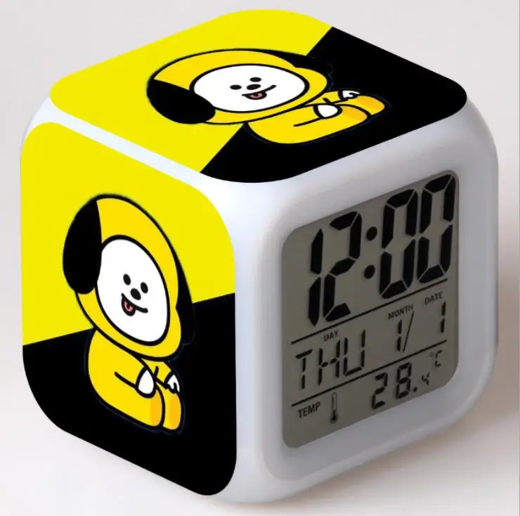Bt21 Cooky Shooky Tata Action Figures LED 7 Colors Change Touch Light Alarm Clock Desk Watch Boys Girls Toys
Bt21 Cooky Shooky Tata Action Figures LED 7 Colors Change Touch Light Alarm Clock Desk Watch Boys Girls Toys