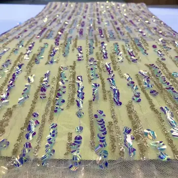 New 2020 Gold Line Sequin Fabric Sparkly Gold Indian Lace Fabric Embroidered Mesh African Lace Sequin Fabric for Dress Sewing
New 2020 Gold Line Sequin Fabric Sparkly Gold Indian Lace Fabric Embroidered Mesh African Lace Sequin Fabric for Dress Sewing