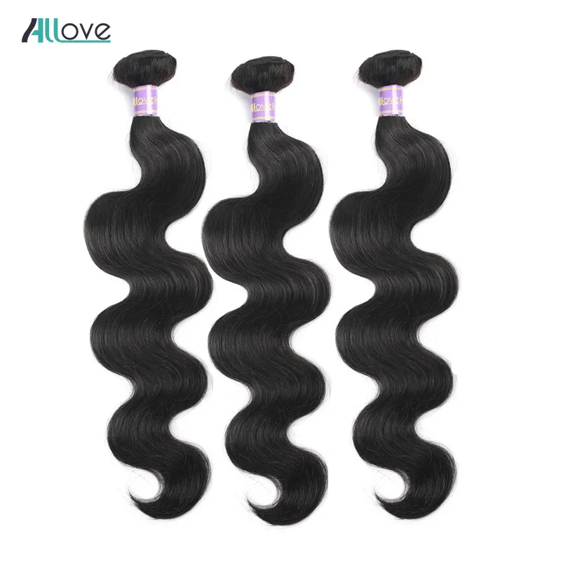 

Allove Brazilian Body Wave Hair Bundles Double Machine Weft 1/3/4 Bundles Deals Natural Color 100% Human Hair Weave Non Remy