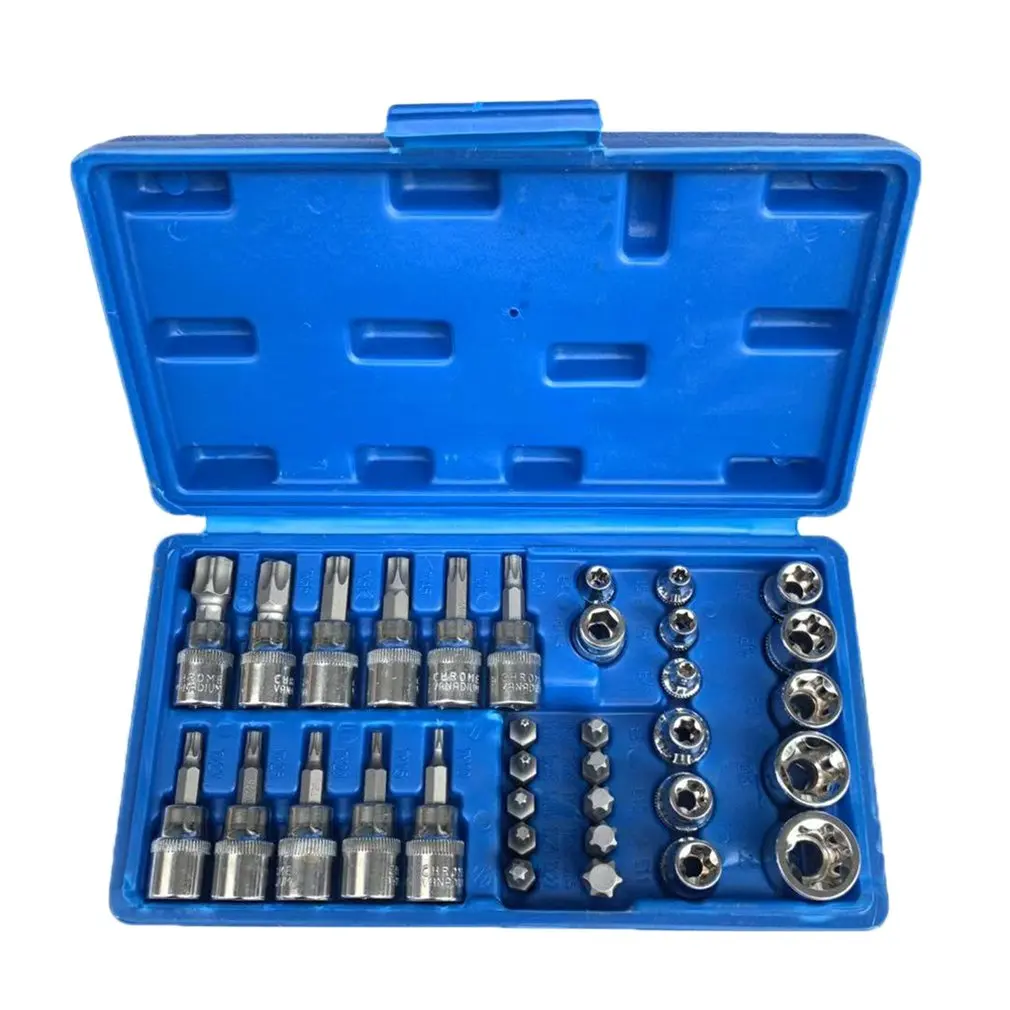 34pcs Engine Timing Tool Torx Star Bit Sleeve 3/8 "Ratchet Wrench with 5/16" Hex Socket Screw Combination Tool
34pcs Engine Timing Tool Torx Star Bit Sleeve 3/8 "Ratchet Wrench with 5/16" Hex Socket Screw Combination Tool